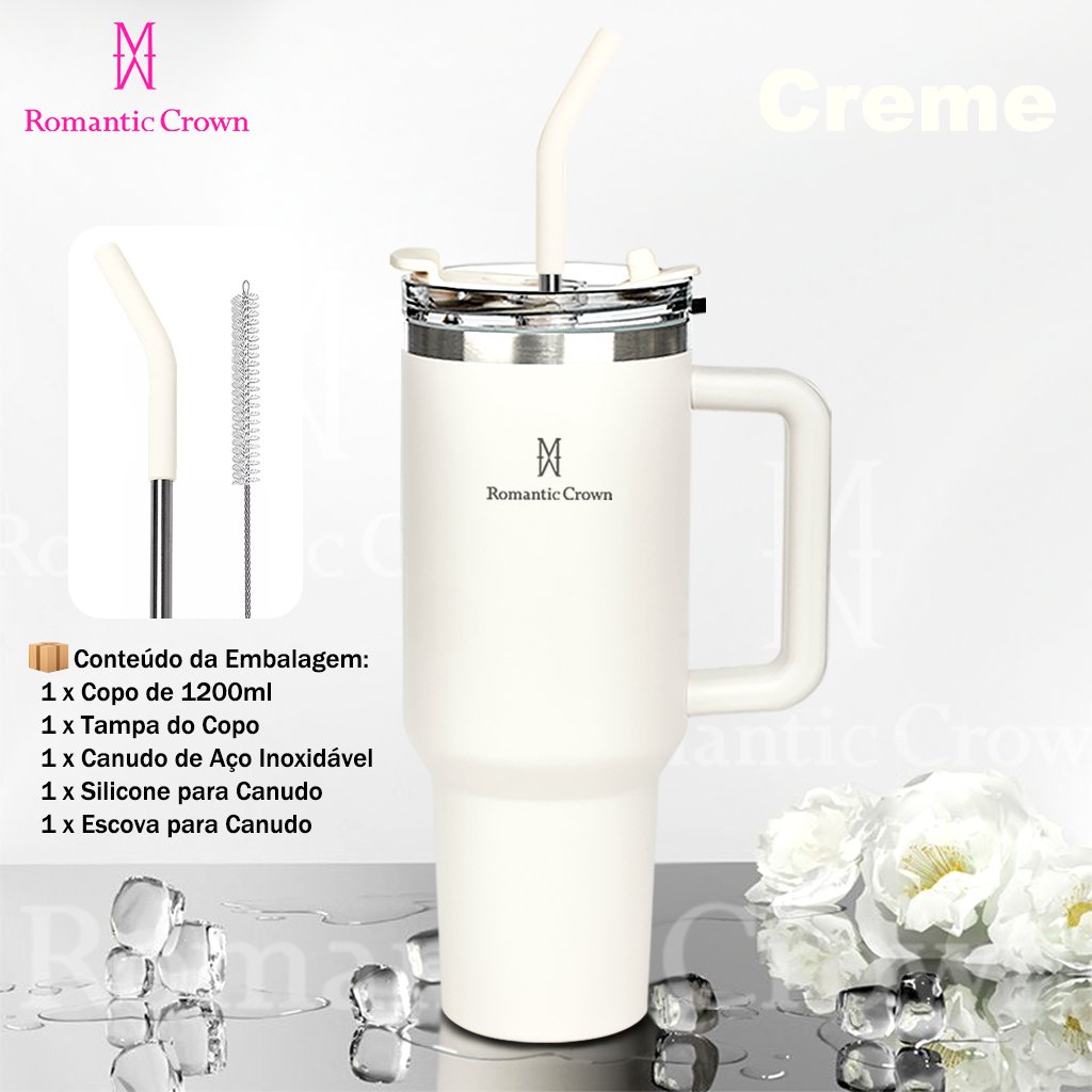 ROMANTIC CROWN Copo Térmico Inox Portátil 1200ml/1.2L Garrafa Térmica Inoxidável