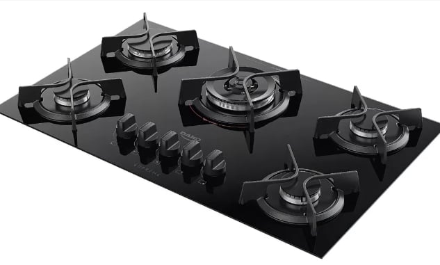 Cooktop 5 Bocas a Gás Dako Supreme Tripla Chama Preto Bivolt