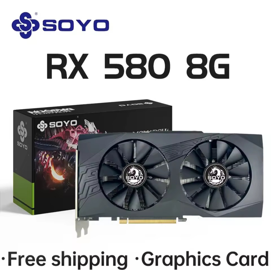 Soyo original radeon rx580 8g placas gráficas gddr5 memória placa de jogos de vídeo pcie3.