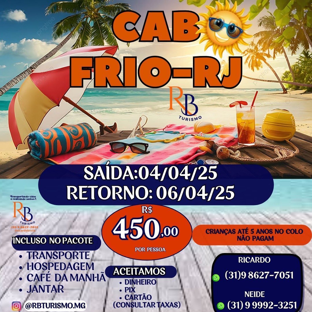 Pacote de viagem para Cabo Frio RJ