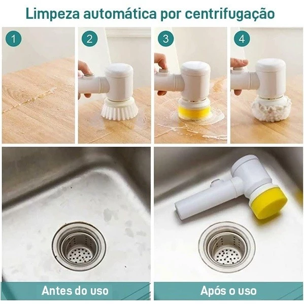 Escova Elétrica de Limpeza 3 em 1 Sem Fio Limpador Multiuso Prático Com Mais Duas Cabeças