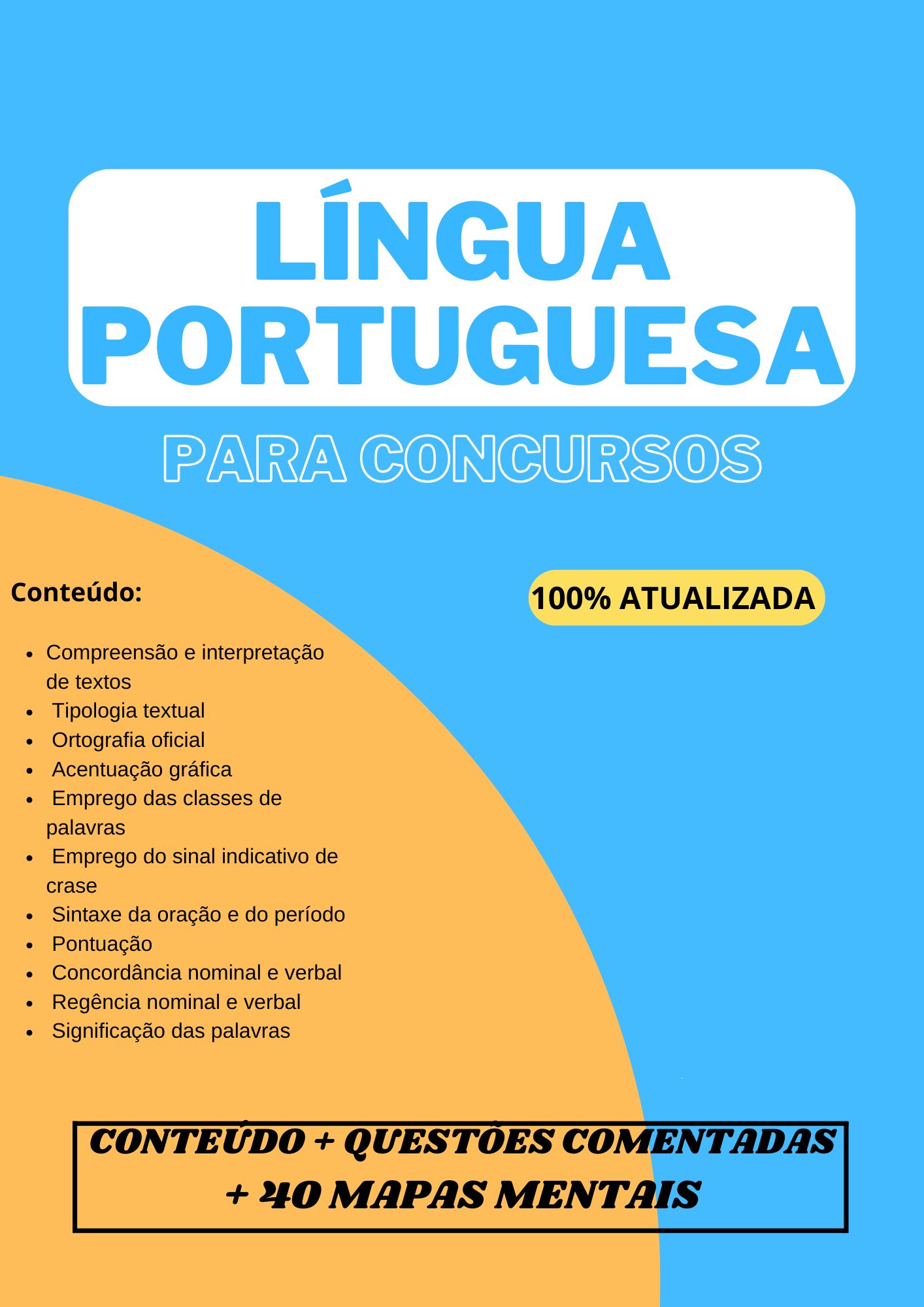 Apostila de língua portuguesa para concursos(questões comentadas e 40 mapas mentais)