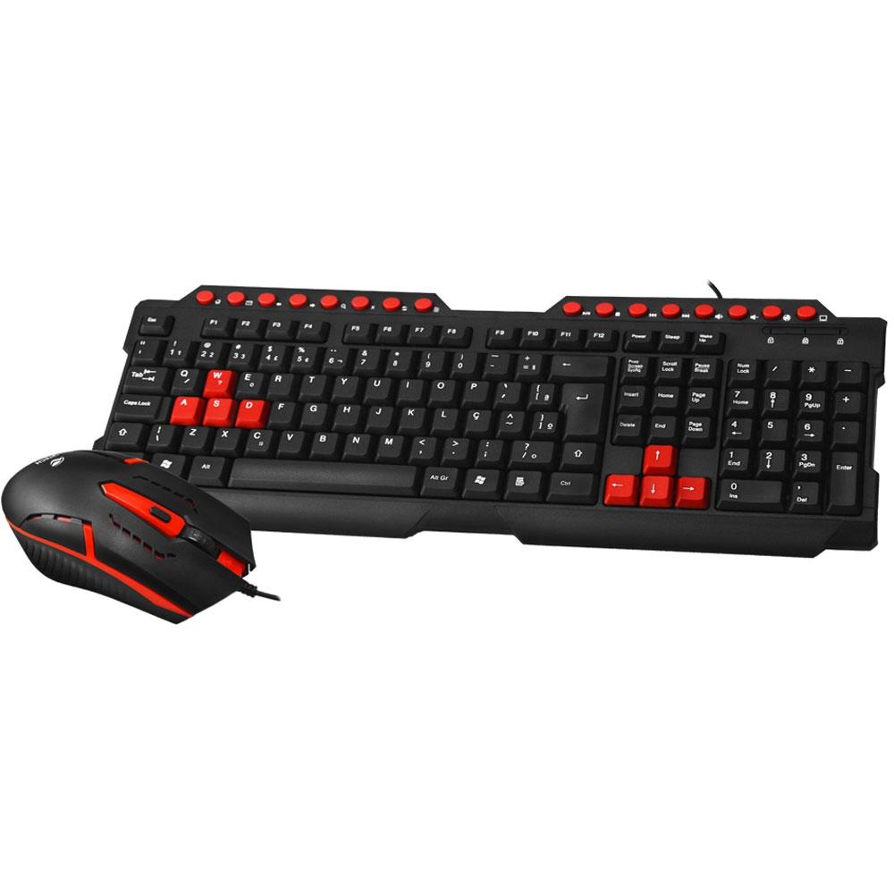 Kit Teclado e Mouse Gamer C3Tech, USB ABNT2, 3 Botões, 1200DPI, Preto e Vermelho